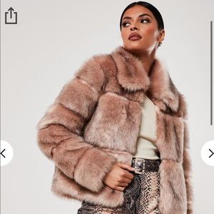 Missguided Nude Faux Fur Pelted Coat